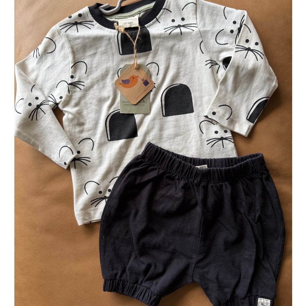 Turtle Dove London two piece mouse & bubble shorts set size 1/2 years (12-24 mo)